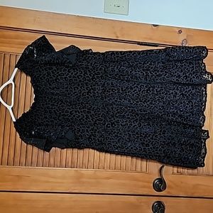 LOFT Velvet Animal Print Babydoll Dress Size M Petite